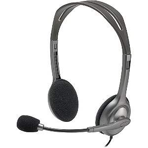 Headset Logitech H111 Analógico Estéreo Cinza