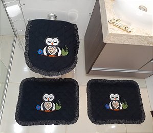 Jogo Tapete Banheiro Atoalhado Animais seca rapido