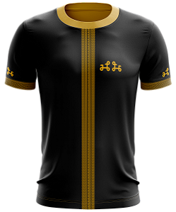 Camisa Esportiva / Dashiki / Unissex / Cor Preta