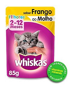 Sachê de Ração úmida para Gatos Filhotes WHISKAS® Sabor Frango ao Molho - 85g