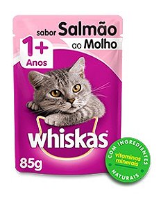 Sachê de Ração úmida para Gatos WHISKAS® Adulto Sabor Salmão ao Molho - 85g