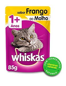 Sachê de Ração úmida para Gatos WHISKAS® Adulto Sabor Frango ao Molho - 85g