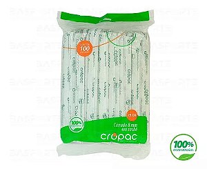 Canudo Biodegradável para Milk Shake CB528 200x8mm Pacote com 200 unidades Cropac