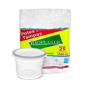 Pote Plástico Redondo 1000ml Rioplastic Pacote com 25 unidades