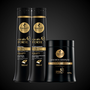 Haskell KIT Cavalo Forte Shampoo 500ml + Condicionador 500ml + Máscara 500g