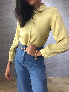 Camisa seda verde Lima