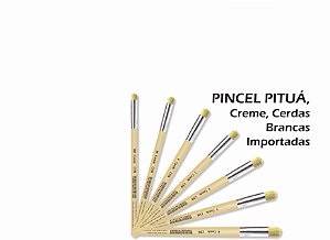 Pincel Pituá nº 6 , Creme, Cerdas Brancas Importadas