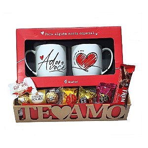 Cesta De Chocolates Te Amo Canecas E Bombons