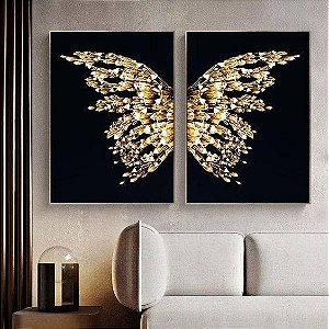 Quadro Asas Borboleta Dourada