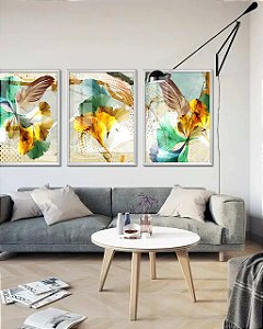 Quadro Coleção Flores - Flores Amarelo e Dourado