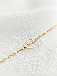 Pulseira Personalizada Nome e Coração Vazado. ( Fazemos todos os nomes)