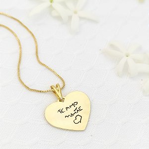 Colar Personalizado Coração com Escrita da própria criança.