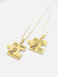 Colar Personalizado com Símbolo do Autismo ( Fazemos Todos os Nomes e datas).