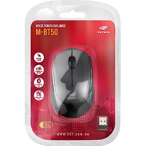 Mouse Sem Fio Dual Mode M-BT50BK - C3Tech