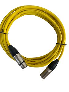 Cabo de Microfone Balanceado Profissional  Amarelo - 5 Metros