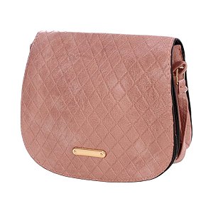 Bolsa Feminina Transversal Tiracolo Alto Relevo Fecho Botão ROSA BCB270