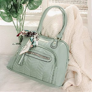 Bolsa Feminina Social Executiva Em Tressê Com Lenço Verde