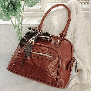 Bolsa Feminina Social Executiva Em Tressê Com Lenço CAFÉ