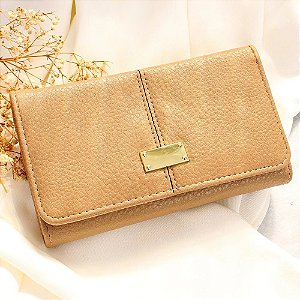 Carteira Feminina Transversal Alto Relevo Porta Cartões Moedas COR: CAQUI