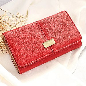 Carteira Feminina Transversal Alto Relevo Porta Cartões Moedas COR VERMELHO