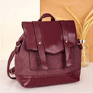 Bolsa Mochila Feminina Luxo Alça Única Em Alto Relevo COR VINHO 999 BCB 273