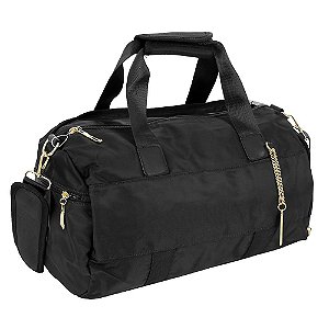 Bolsa Feminina Sacola Para Academia De Luxo Com Pingente - PRETA