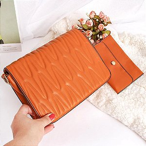 Bolsa Transversal  Luxo Alto Relevo Com Porta Cartões Marrom claro BCB263