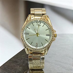 Relógio DOURADO com Strass - Resistente a Àgua  BCR111