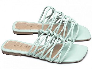 Sandália Rasteira Tiras Finas Entrelaçadas Verde Claro BC1000-59D