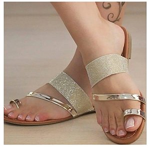 Rasteirinha Dourada Com Glitter BC2606