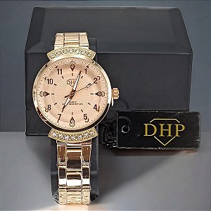 RELOGIO FEMININO ROSE COM STRASS DHP BCR124