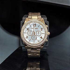 RELOGIO FEMININO ROSE COM STRASS PALLYJANE BCR136