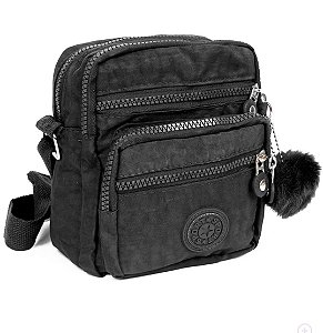 Bolsa Transversal Mini Bag De Nylon Com Pompom PRETO / U