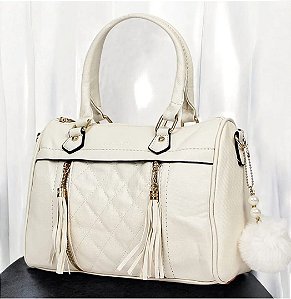 Bolsa Feminina Texturizada Com Alça Transversal E Zíper Frontal U / BRANCO BCB 256