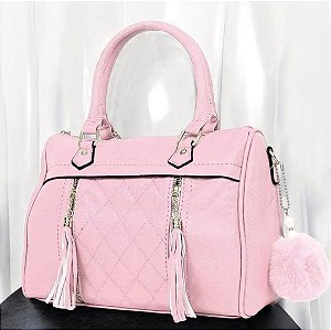 Bolsa Feminina Texturizada Com Alça Transversal E Zíper Frontal ROSA / U BCB255