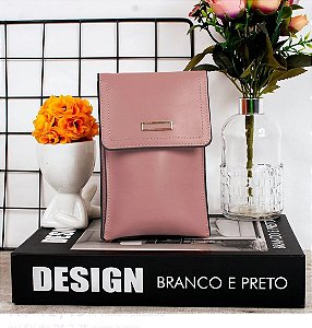 Mini bolsa carteira feminina Rosa com alça transversal