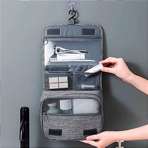 Bolsa Necessaire Impermeável P/ Cosméticos E Maquiagem U / CINZA