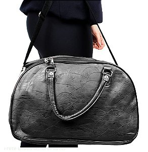 Bolsa Mala De Viagem Grande Texturizada 3 Divisórias PRETO / U 7179 BCB 295