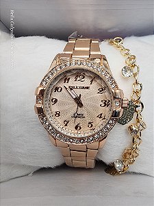 Kit Relógio Pallyjane Rose com Pulseira de pedra e coruja BCR149