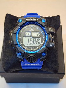 Relogio masculino pulseira de silicone azul com alarme calendário e luz BCRM08