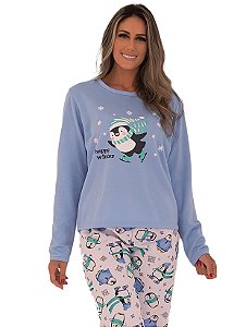Pijama moletin flanelado Pinguim