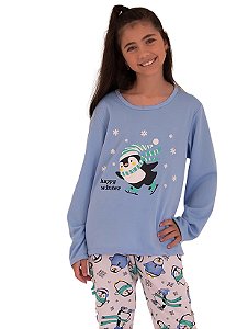 Pijama Infantil Flanelado Pinguim