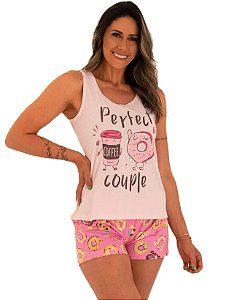 Pijama feminino curto regata donut