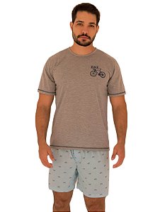 Pijama masculino curto bicicleta