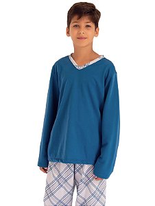 Pijama infantil masculino flanelado com calça xadrez