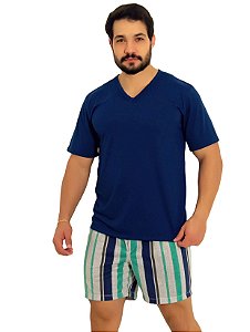 Pijama masculino curto short listra