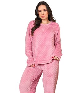 Conjunto fleece feminino quentinho cor lisa