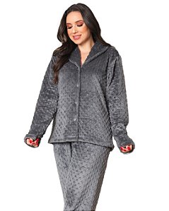 Conjunto fleece feminino quentinho com botões