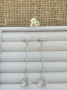 BRINCO CORRENTE VENEZIANA GOTA CRISTAL PRATA 925