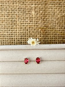 BRINCO OVALTURMALINA ROSA PRATA 925